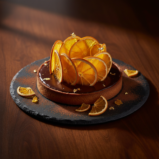Dried orange on luxury dessert